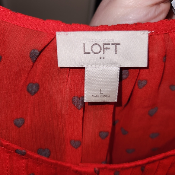 LOFT Red Heart Patterned Ruffle Blouse - Picture 3 of 3